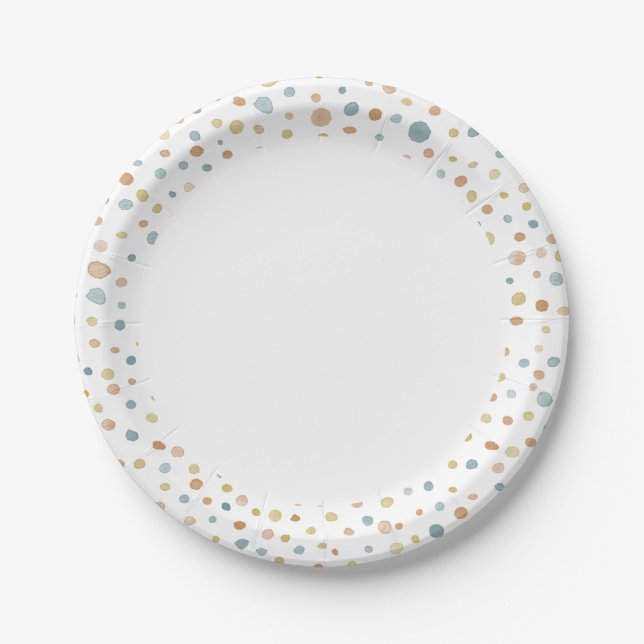 Trey Confetti Watercolor Dots Paper Plate (Front)