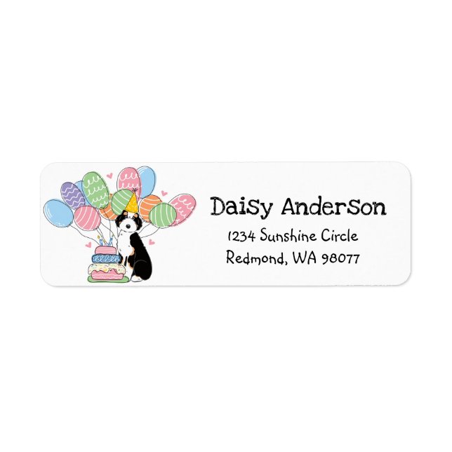 Tri Aussiedoodle Birthday Party Return Address Label (Front)