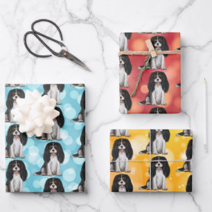 Tri Cavalier King Charles Spaniel  Wrapping Paper Sheet
