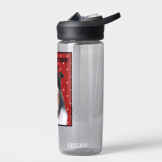 Tri Collie in Graduation cap Water Bottle