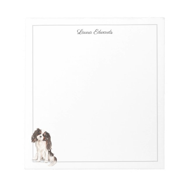 Tri Color Cavalier King Charles Spaniel Border Notepad (Front)