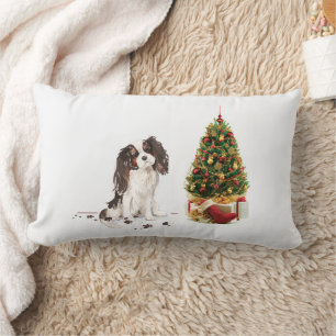 Tri-Color King Charles Spaniel Funny Christmas Dog Lumbar Cushion