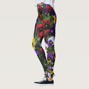 Tri Colored Pansies: A Symphony of Colors in Bloom Leggings