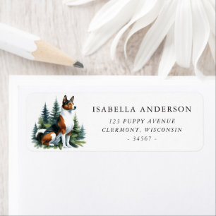 Tri Colour Basenji Dog Winter Watercolor Address Return Address Label