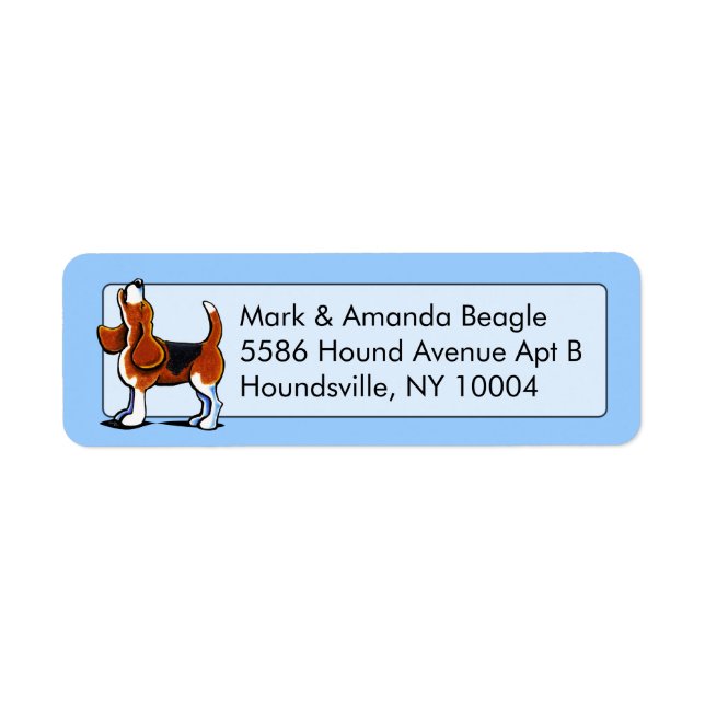 Tri-colour Beagle Bay Studio Blue Return Address Label (Front)