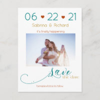 Tri-Colour BOHO Minimal Rust Teal Gold SavetheDate