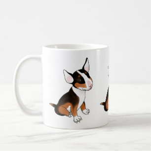 Tri-colour bull terrier pup mug