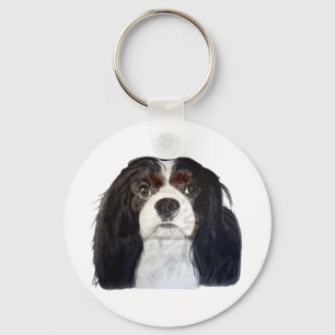 Tri Colour Cavalier King Charles Spaniel 2 Key Ring