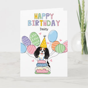 Tri Colour Cavalier King Charles Spaniel Birthday Card