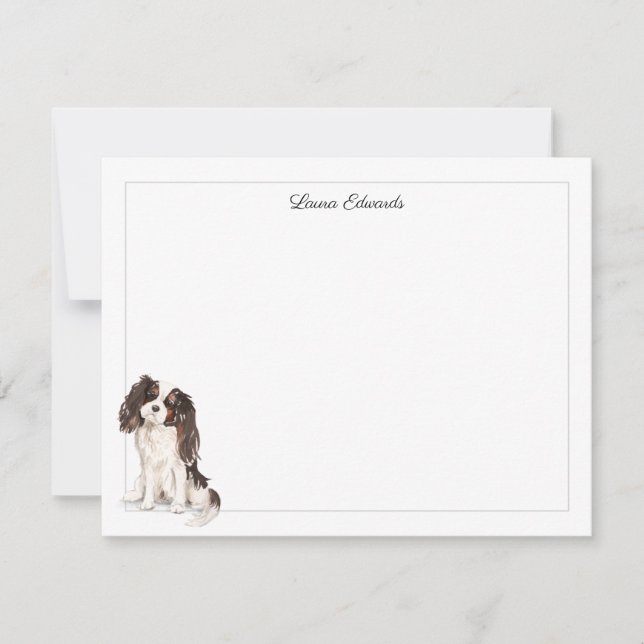 Tri Colour Cavalier King Charles Spaniel Border Card (Front)