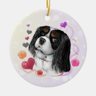 Tri-Colour Cavalier King Charles Spaniel  Ceramic Ornament