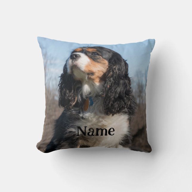 Tri Colour Cavalier King Charles Spaniel Dog Cushion (Front)