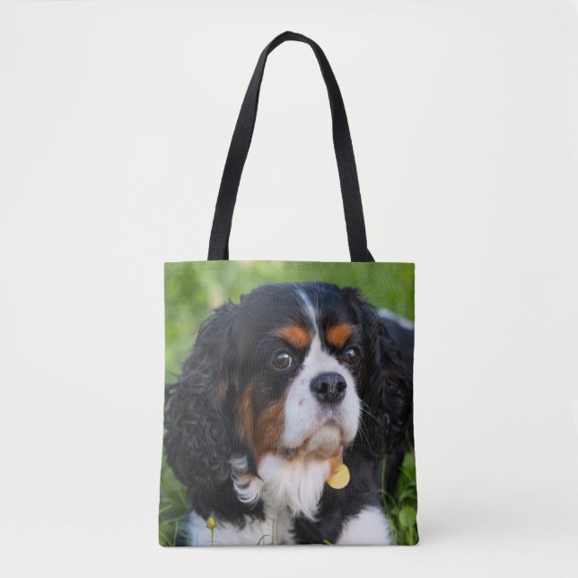 Tri Colour Cavalier King Charles Spaniel Dog Tote Bag (Front)