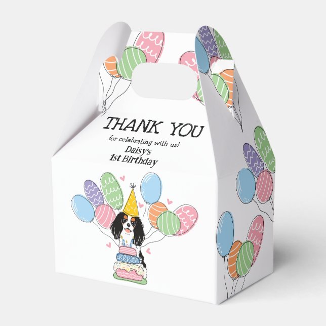 Tri Colour Cavalier King Charles Spaniel Thank You Favour Box (Front Side)