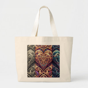 Tri-Colour Celtic Hearts Large Tote Bag