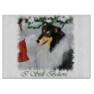 Tri Colour Collie Christmas Cutting Board