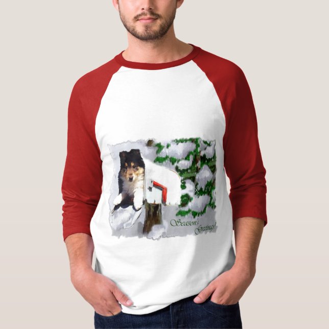 Tri-Colour Collie Puppy Christmas Gifts T-Shirt (Front)