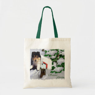 Tri-Colour Collie Puppy Christmas Gifts Tote Bag