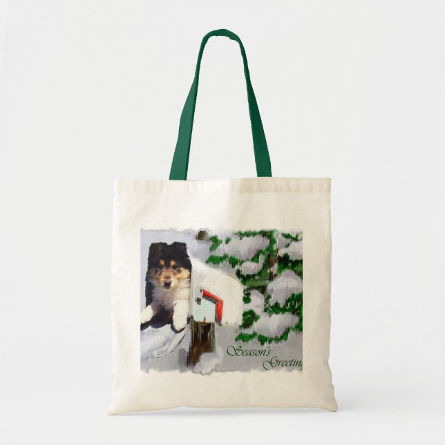 Tri-Colour Collie Puppy Christmas Gifts Tote Bag (Front)