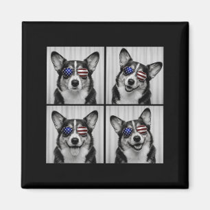 Tri Colour Corgi 4th Of July Aamerican Flag Dog Magnet