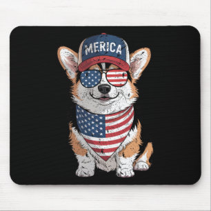 Tri Colour Corgi 4th Of July Us American Flag Dog Mouse Pad
