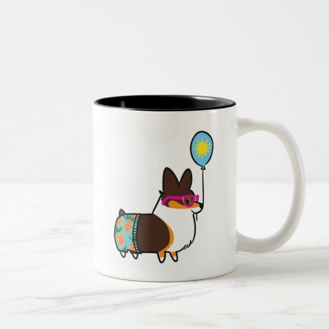 Tri-Colour Corgi Summer Fun Mug | CorgiThings (Right)