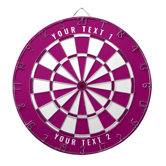 Tri-Colour Dark Purple/Pink & White w/ Custom Text Dartboard (Front)