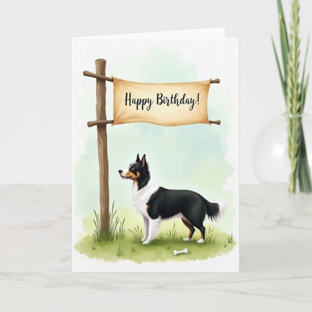 Tri Colour Dog Birthday Card (Front)