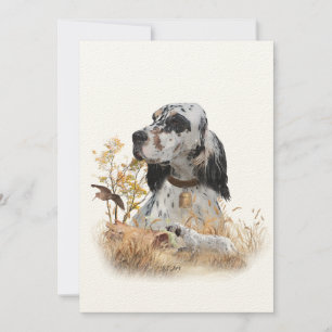 Tri Colour English Setter Art, woodcock Hunting Invitation