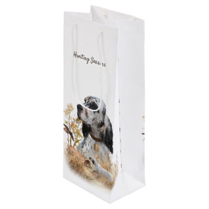 Tri Colour English Setter Art, woodcock Hunting Wine Gift Bag