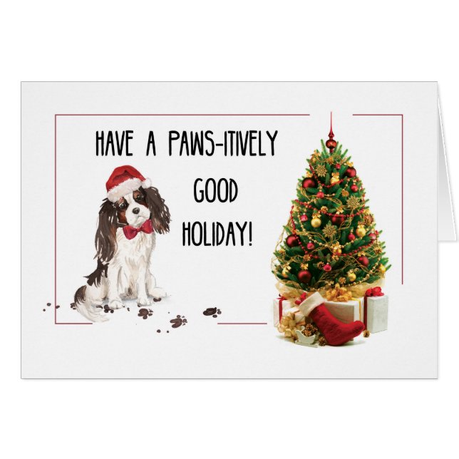 Tri-Colour King Charles Spaniel Funny Christmas Do (Front Horizontal)