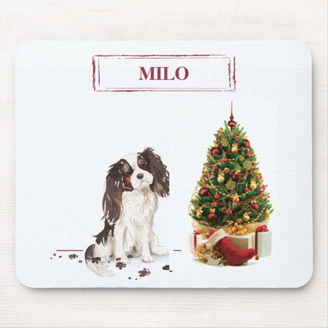 Tri-Colour King Charles Spaniel Funny Christmas Do Mouse Pad (Front)