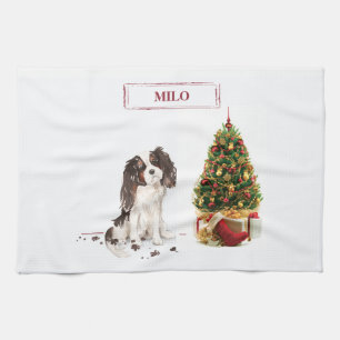 Tri-Colour King Charles Spaniel Funny Christmas Do Tea Towel