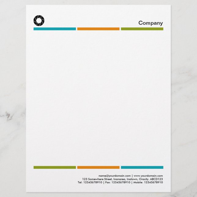 Tri-Colour Lines 01 - Aperture Logo Custom Letterhead (Front)