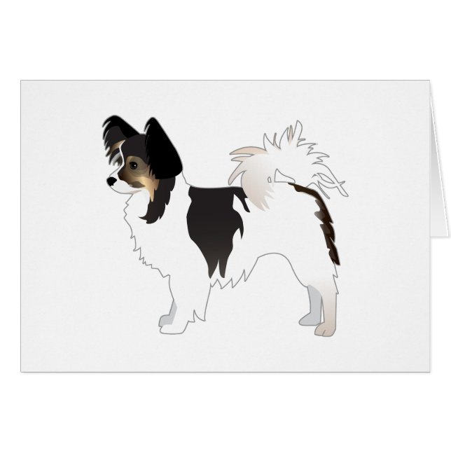 Tri-colour Papillon Toy Dog Breed Illustration Car (Front Horizontal)