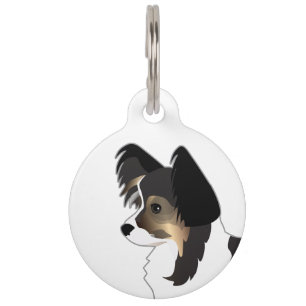 Tri-colour Papillon Toy Dog Breed Illustration Pet Tag
