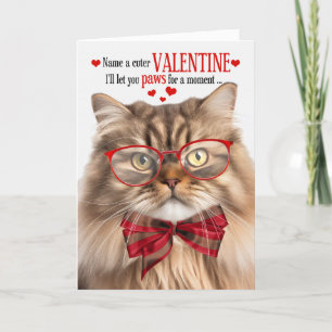 Tri Colour Persian Cat Lover Valentine Feline Humo Holiday Card