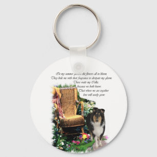 Tri-Colour Rough Collie Art Gifts Key Ring