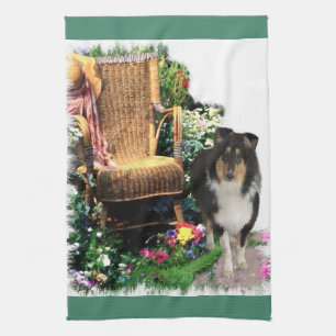 Tri Colour Rough Collie Art Gifts Tea Towel
