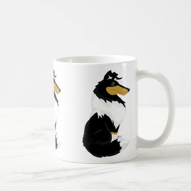 Tri-colour Rough Collie Cartoon Mug (Right)