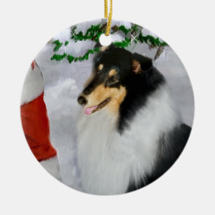 Tri Colour Rough Collie Christmas Gifts Ornament