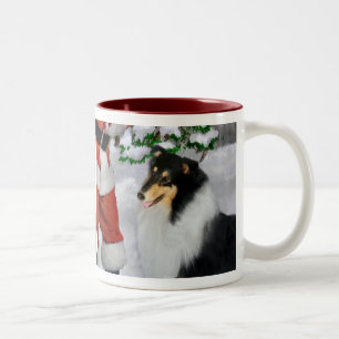 Tri-Colour Rough Collie Christmas Gifts Two-Tone Coffee Mug