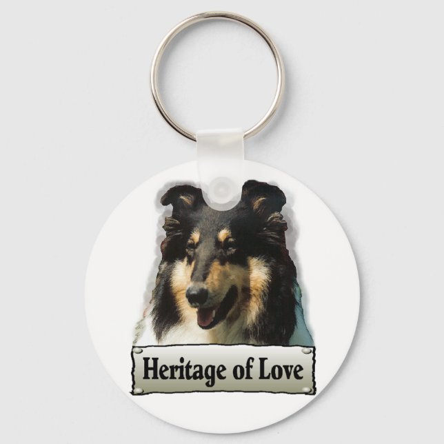Tri Colour Rough Collie Gifts Key Ring (Front)