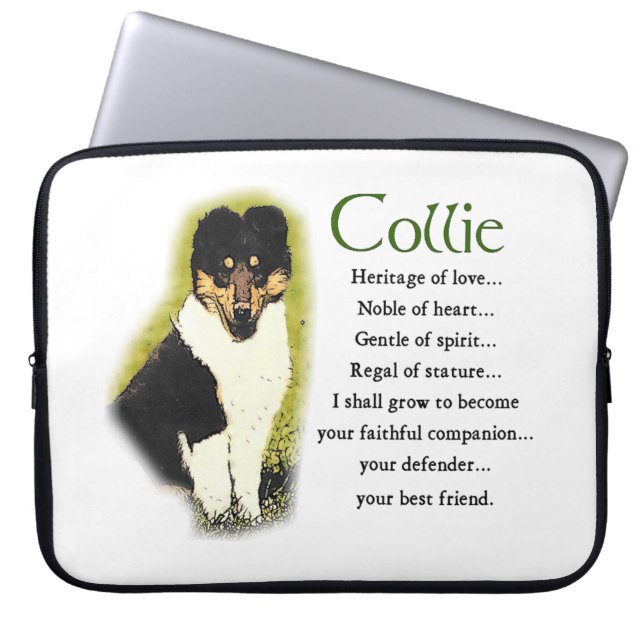 Tri Colour Rough Collie Puppy Laptop Sleeve (Front)