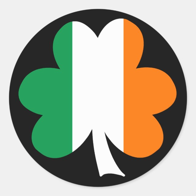 Tri-colour Shamrock Classic Round Sticker (Front)