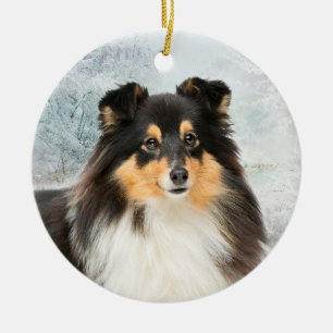 Tri-Colour Sheltie Christmas Ornament