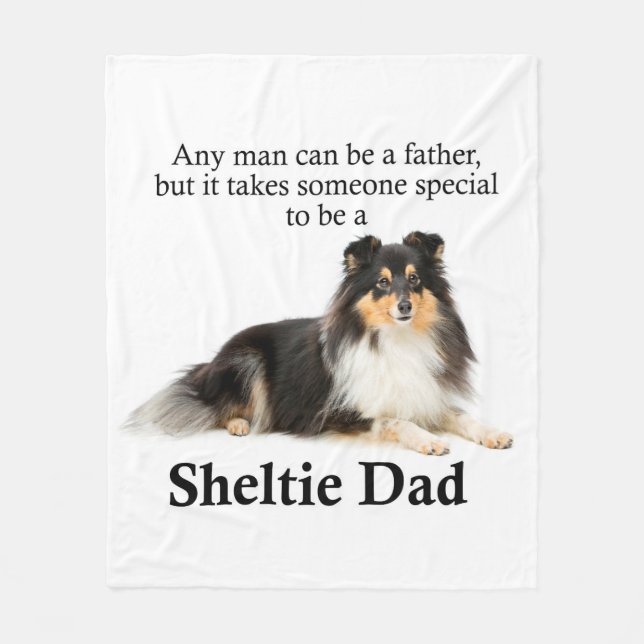 Tri-Colour Sheltie Dad Fleece Blanket (Front)