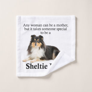 Tri-Colour Sheltie Mum Wash Cloth