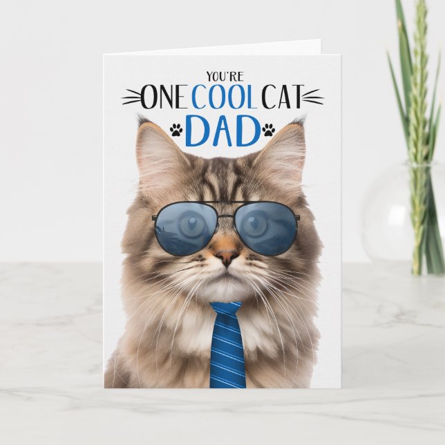 Tri Colour Tabby Cat Father's Day One Cool Cat Holiday Card (Front)