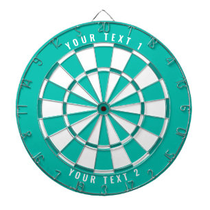 Tri-Colour Teal & White Custom Text Dartboard